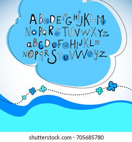 Alphabet vector. Unusual painted letters. Beautifully drawn