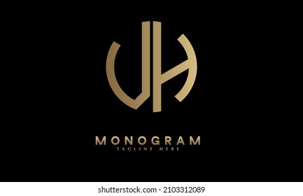 Alphabet VH or HV illustration monogram vector logo template in round shape