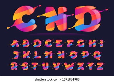 Alphabet and vibrant wave gradient shift  Vector font perfect to use in any disco labels  dj logos  nightlife posters  expressive identity  etc 