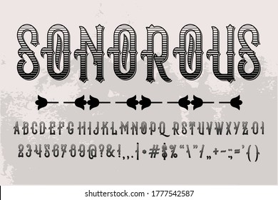 alphabet vintage font, typeface design, black and gray style background, vector design