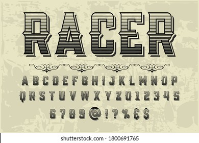 alphabet vintage font, typeface design, white style background