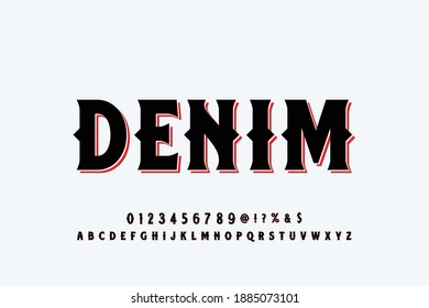 alphabet vintage font, typeface design, gray and red style background