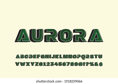 alphabet vintage font, typeface design, blue and orange style background