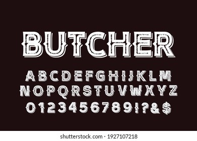 alphabet vintage font, typeface design, dark style background