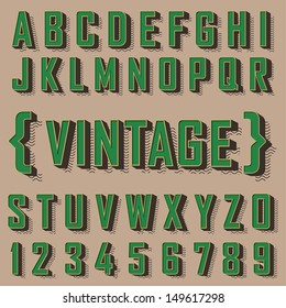 Alphabet vintage style. Vector illustration.