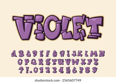 Alphabet Violet Broken Graffiti Vector Letters