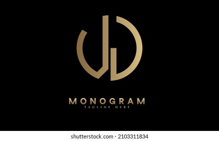 Alphabet VJ or JV illustration monogram vector logo template in round shape