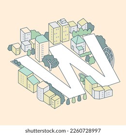 Alphabet "W" and the city