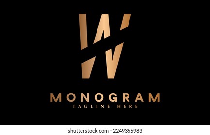 Alphabet W Cut abstract monogram vector logo template