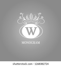Alphabet W. An elegant creative monogram. Magnificent logo for restaurant, royalty, boutique, cafe, hotel, heraldry, jewelry, fashion. Vector illustration