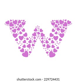 Alphabet w  of hearts vector illustration