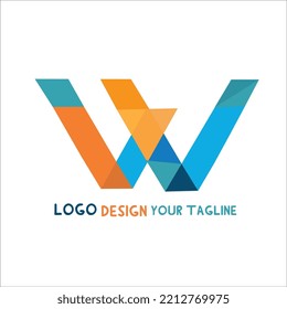 Concepto de icono alfabeto W, logotipo abstracto de carta creativa W.