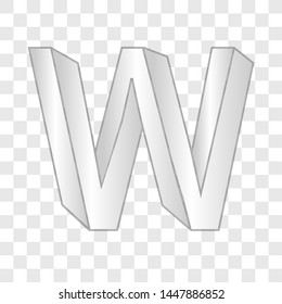 Alphabet W impossible shape font. Vector illustration on transparent background.