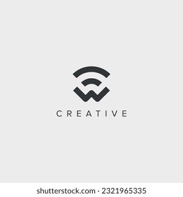 Alphabet W letter wifi logo vector template illustration.