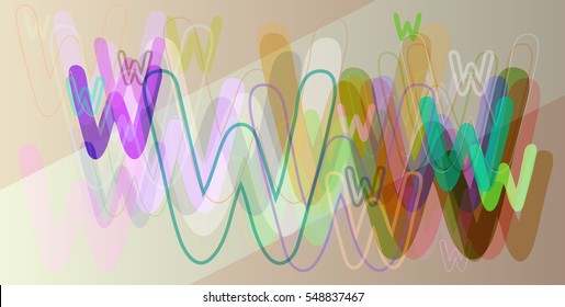 Alphabet W vector background among dominant report, emblematic elegance around booklet