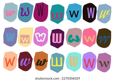 Alphabet w - vector cut newspaper and magazine letters, paper style ransom note letter