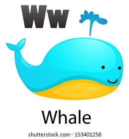 Alphabet W with whale