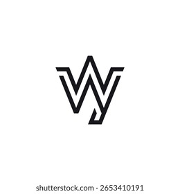 Alfabeto W e Y Letra Monograma Logo Design. Modelo de vetor inicial.