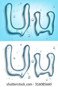 alphabet water, letter u