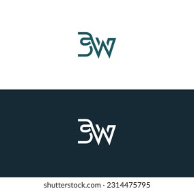 Alphabet WB, BW letter logo design. Flat vector logo design template illustration.