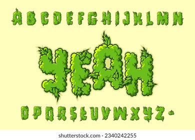 Alphabet Weed Cannabis-Cartoon-Vektorgrafik