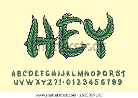 Alphabet Weed Cannabis Cartoon Vector