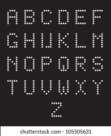 Alphabet of white dots on a black background. Vector / Alphabet of the points