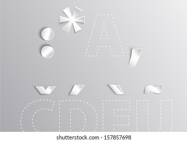Alphabet white letter with shadow Latin Extended character