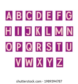 alphabet white letters on purple substrates. Vector illustration