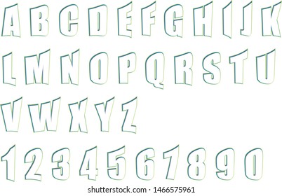 Alphabet and white numbers on white background.