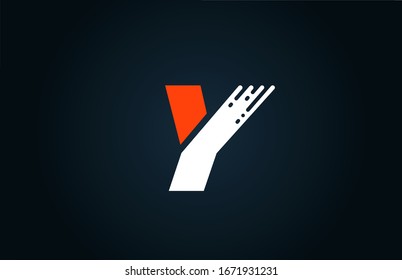 alphabet white orange blue letter logo Y icon design for business and company. Suitable for catchy logotype template