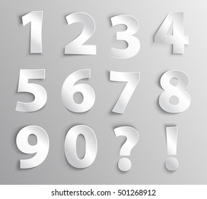 Alphabet white paper number letter with shadow