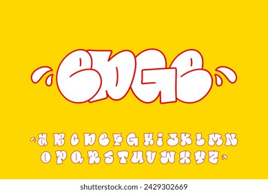 Alphabet White Simple Bubble Graffity type vector Letters