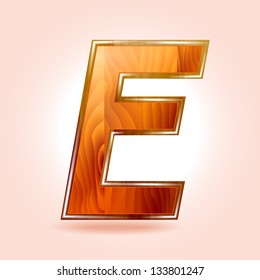 Alphabet wooden, letter E. Vector