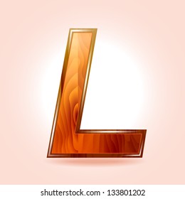 Alphabet wooden, letter L. Vector