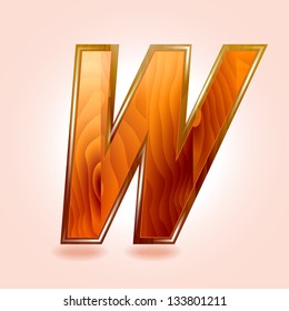 Alphabet wooden, letter W. Vector