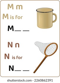 Alphabet word game: mug and net
worksheets with colorful graphics.
Letter Writing Competition for Children. Kids Letters Challenge.

