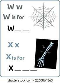 Alphabet word game: web and xray
worksheets with colorful graphics.
Letter Writing Competition for Children. Kids Letters Challenge.

