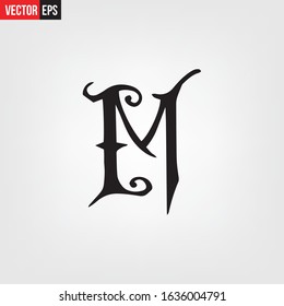 Alphabet Word M Typography fonts regular vector illustration