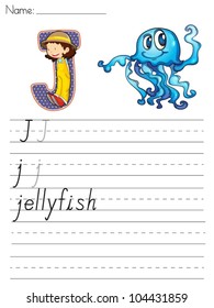 Alphabet worksheet of the letter J