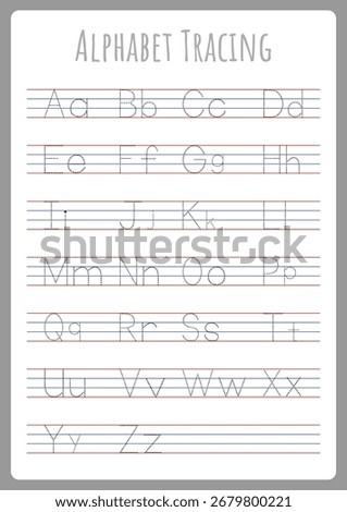 Alphabet worksheets, Tracing Uppercase and Lowercase letters for kindergarten, preschool and Montessori kids