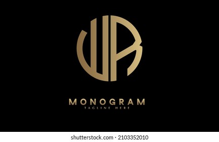 Alphabet WR or RW illustration monogram vector logo template in round shape