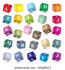 Alphabet written with blocks - vector illustration