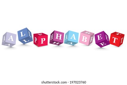 ALPHABET written with alphabet blocks - vector illustration