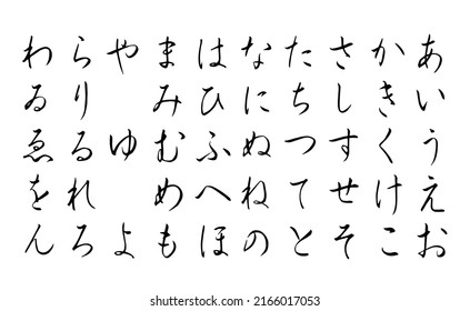 Hiragana（Japanese Alphabet ） Written With A Brush