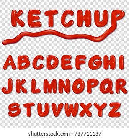 Alphabet written by ketchup sauce