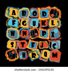 alphabet written on colorful cubes
