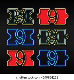 Alphabet written with puzzle - Number 9