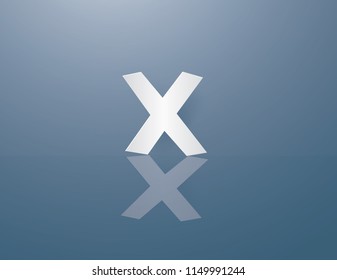 Alphabet X Calligraphy Sample Styles paper on blue background.Vector craft and illustration style