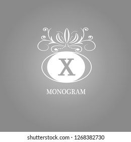 Alphabet X. An elegant creative monogram. Magnificent logo for restaurant, royalty, boutique, cafe, hotel, heraldry, jewelry, fashion. Vector illustration